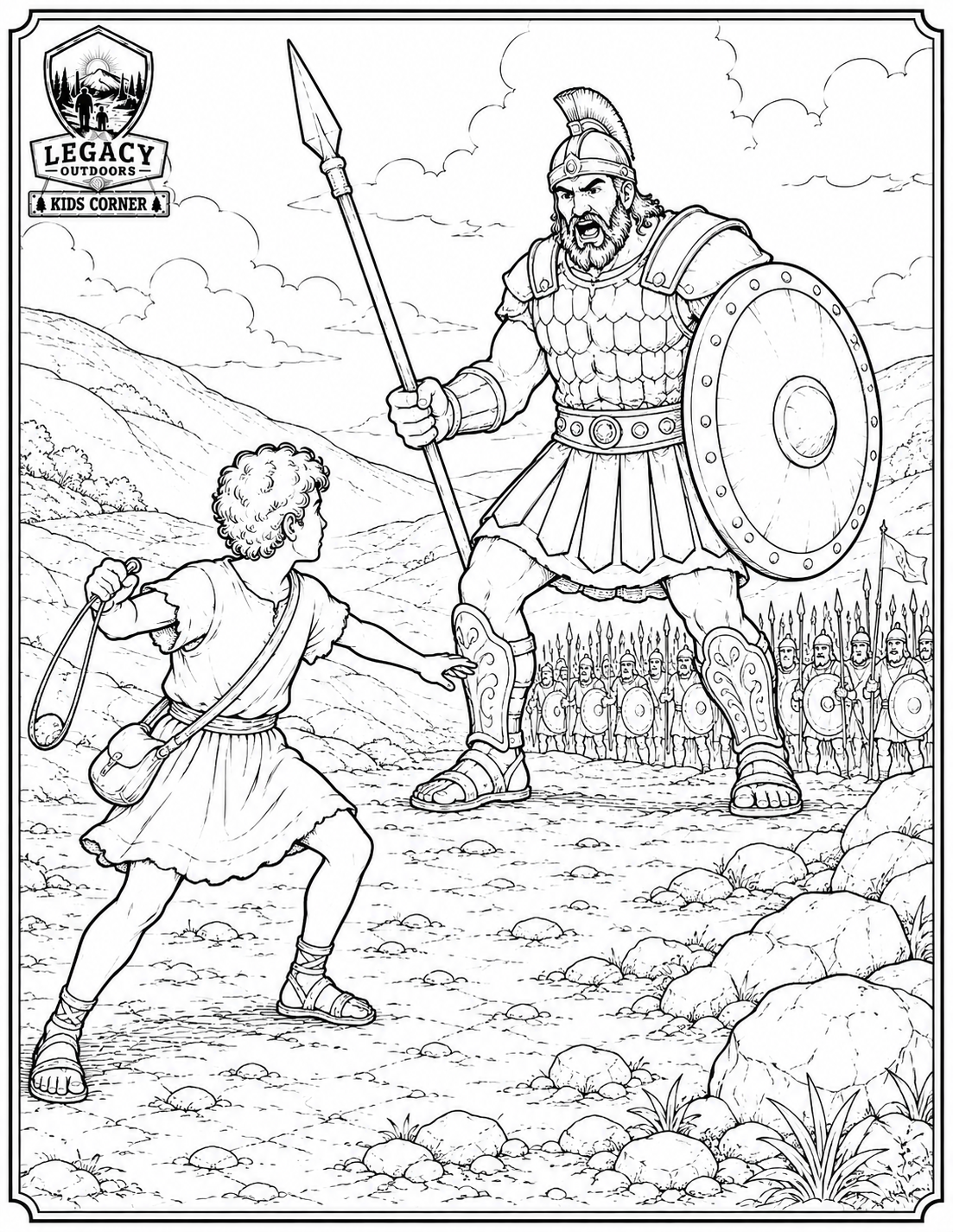 David & Goliath coloring page